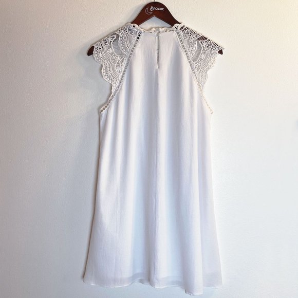 LULU's White Hey Doll Ivory Lace Shift Mini Dress, Medium - Picture 5 of 10